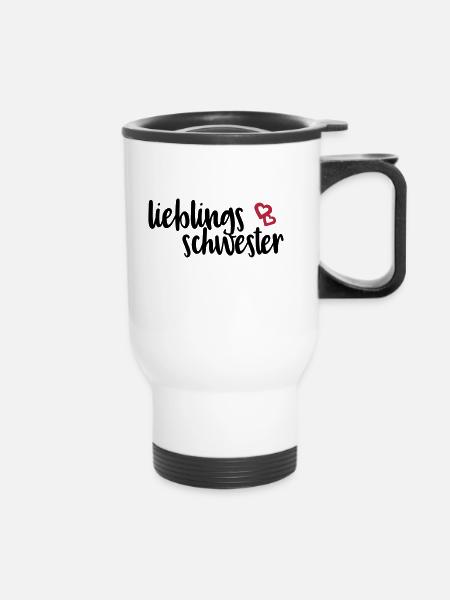 Lieblingsschwester - Thermobecher mit Tragegriff - Weiß