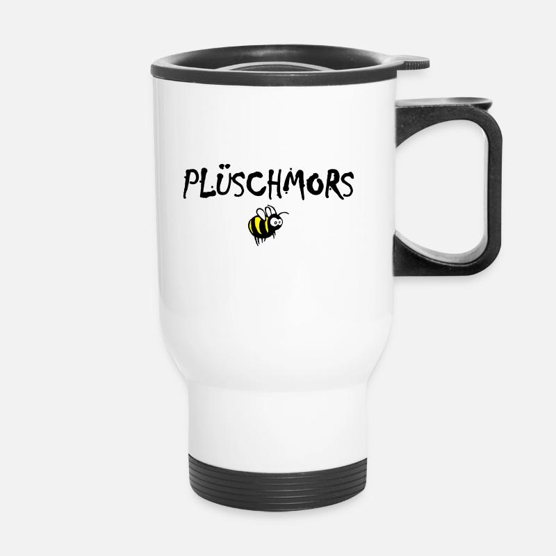 Plüschmors, Hummel, Plattdeutsch - Thermobecher mit Tragegriff - Weiß