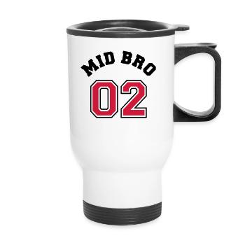 Mid Bro 02 - Middle Brother - Thermobecher mit Tragegriff - Weiß - Vorne