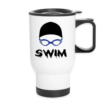 Schwimmen, swim - Thermobecher mit Tragegriff - Weiß - Vorne