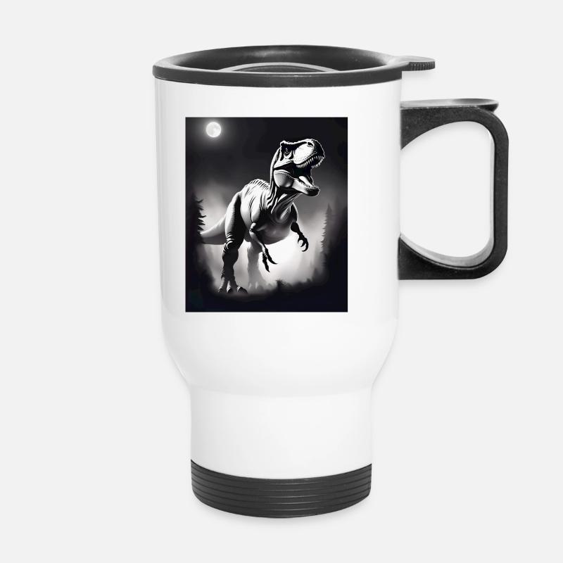 T-rex noir et blanc - Tasse isotherme avec poignée - blanc