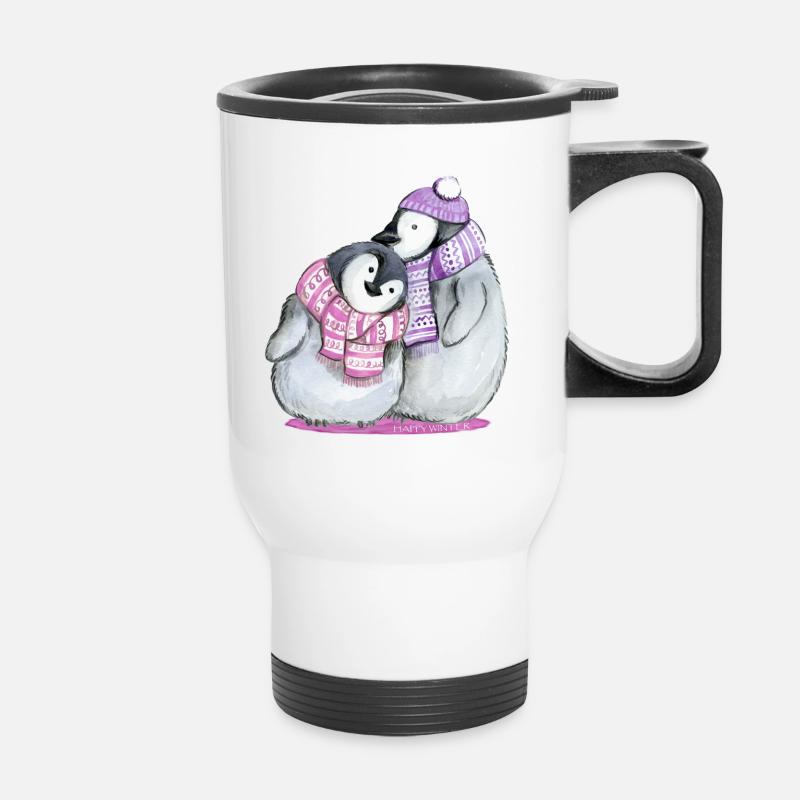 penguin - Thermal mug with handle - white