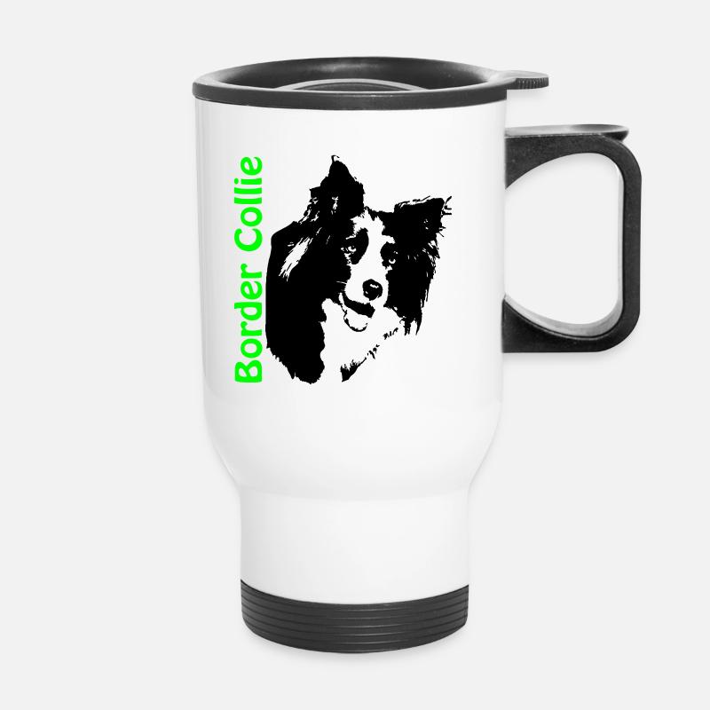 Border collie portrait - Thermal mug with handle - white