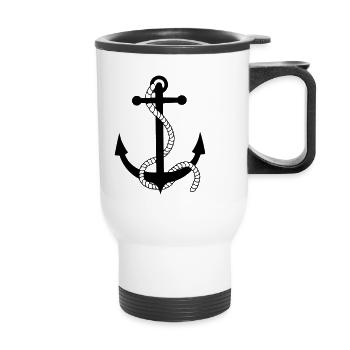 ancre port matelot marin bateau voile - Tasse isotherme avec poignée - blanc - Devant