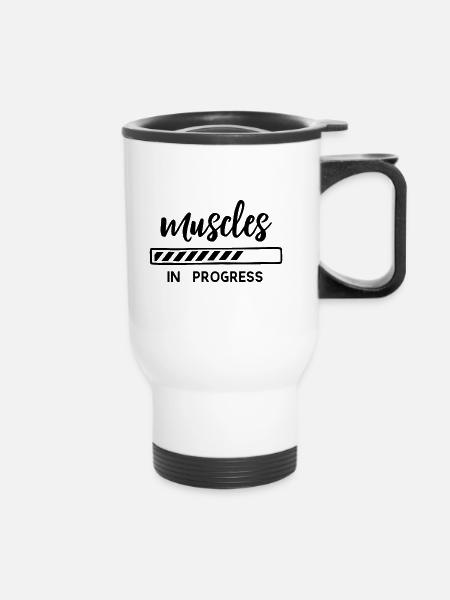 Muscles in progress - Thermobecher mit Tragegriff - Weiß