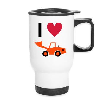 ★ Les couleurs de conception peuvent être modifiées ★ J'adore les chargeuses sur pneus - Tasse isotherme avec poignée - blanc - Devant