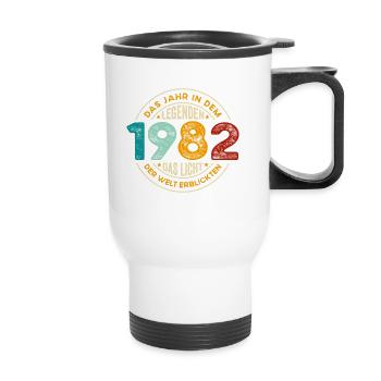 Geburtstag Legenden 1982 Jahrgang 1982 Geschenk - Thermobecher mit Tragegriff - Weiß - Vorne