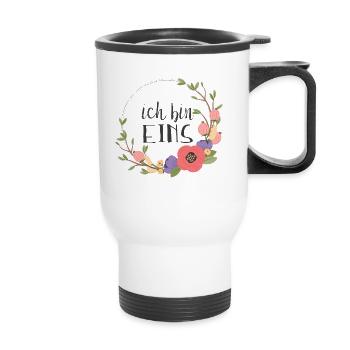 Je suis un - premier anniversaire avec des fleurs - Tasse isotherme avec poignée - blanc - Devant