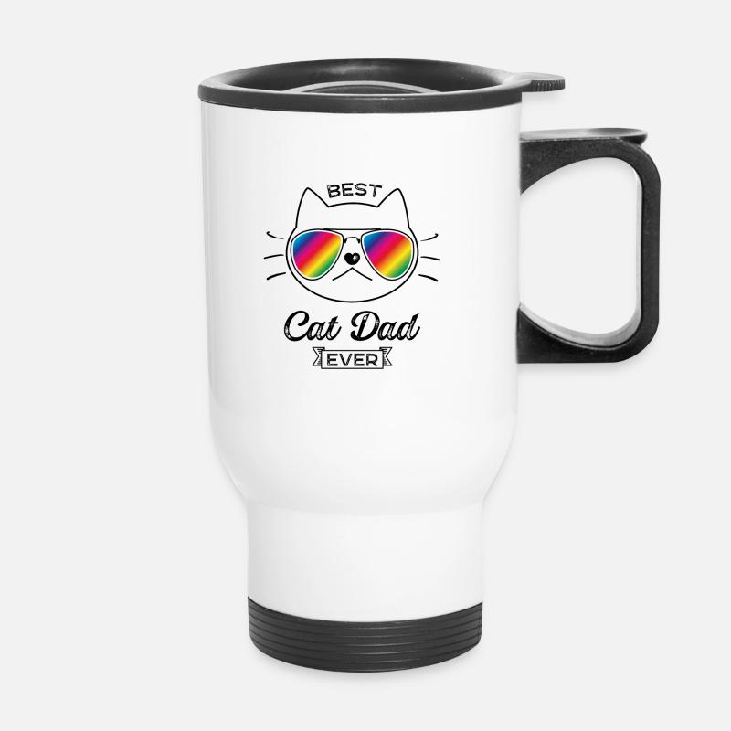 Best Cat Dad Ever Black Sunglasses Gift - Thermal mug with handle - white