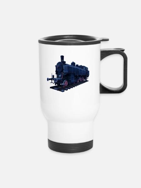 Dampflokomotive - Thermobecher mit Tragegriff - Weiß