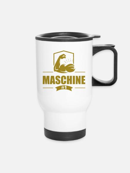 Maschine Gold - Thermobecher mit Tragegriff - Weiß