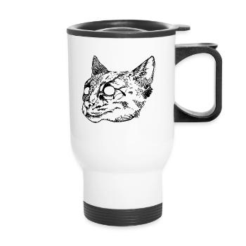 Chat sauvage - Tasse isotherme avec poignée - blanc - Devant
