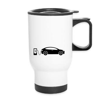 Charging electric car - Thermal mug with handle - white - Front