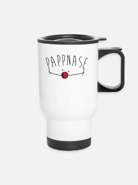 Pappnase Clown - Thermobecher mit Tragegriff - Weiß