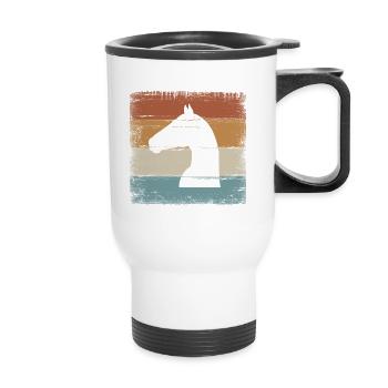Cheval équitation équitation cadeau tête de cheval - Tasse isotherme avec poignée - blanc - Devant