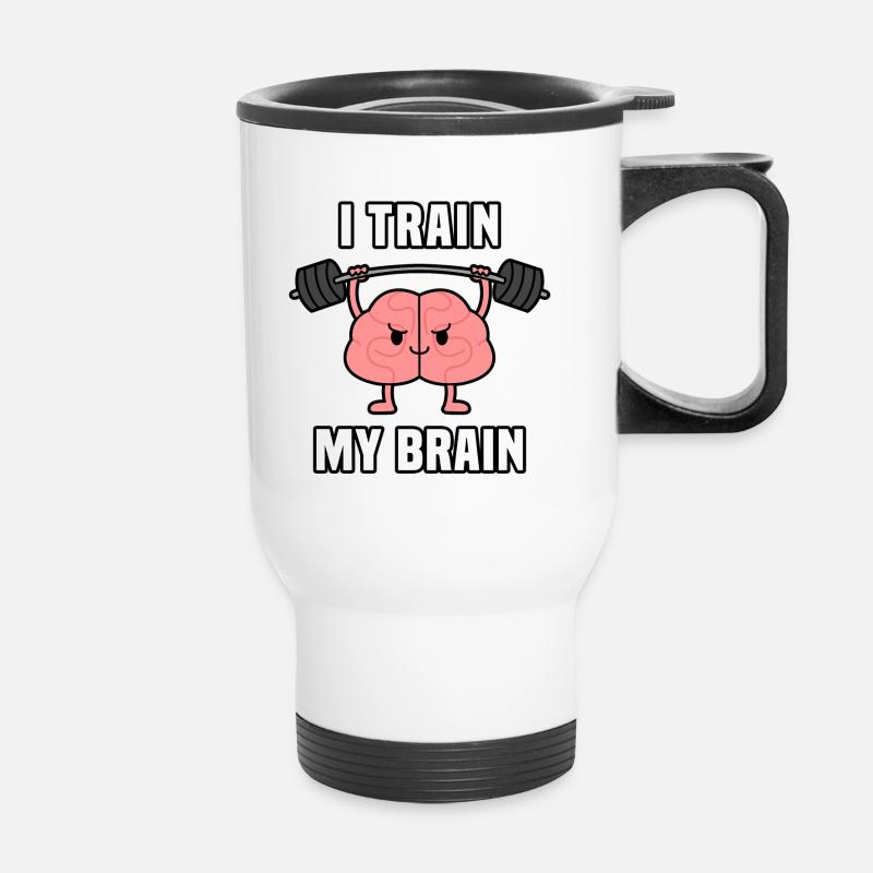 I TRAIN MY BRAIN - Thermobecher mit Tragegriff - Weiß