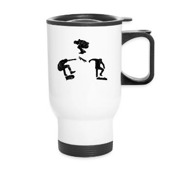 Skateboard tricks vintage - Thermal mug with handle - white - Front
