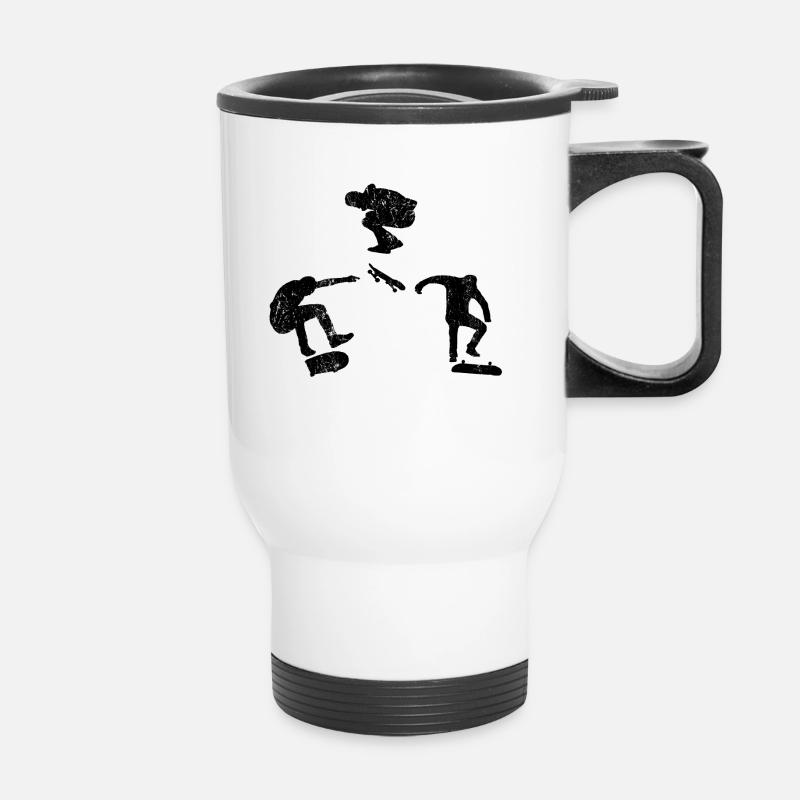 Skateboard tricks vintage - Thermal mug with handle - white