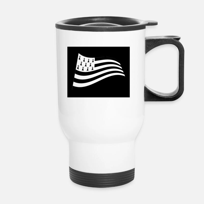 Breton flag in the wind - Thermal mug with handle - white