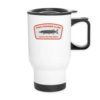 Cadeau rétro d'ange de club de pêche de brochet cool - Tasse isotherme avec poignée - blanc - Devant