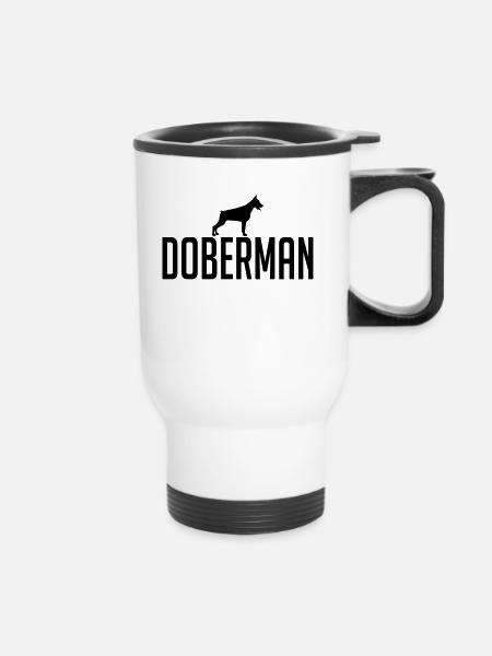 DOBERMAN Dog Breedd Doberman Dog Dogs Wilsigns - Thermal mug with handle - white