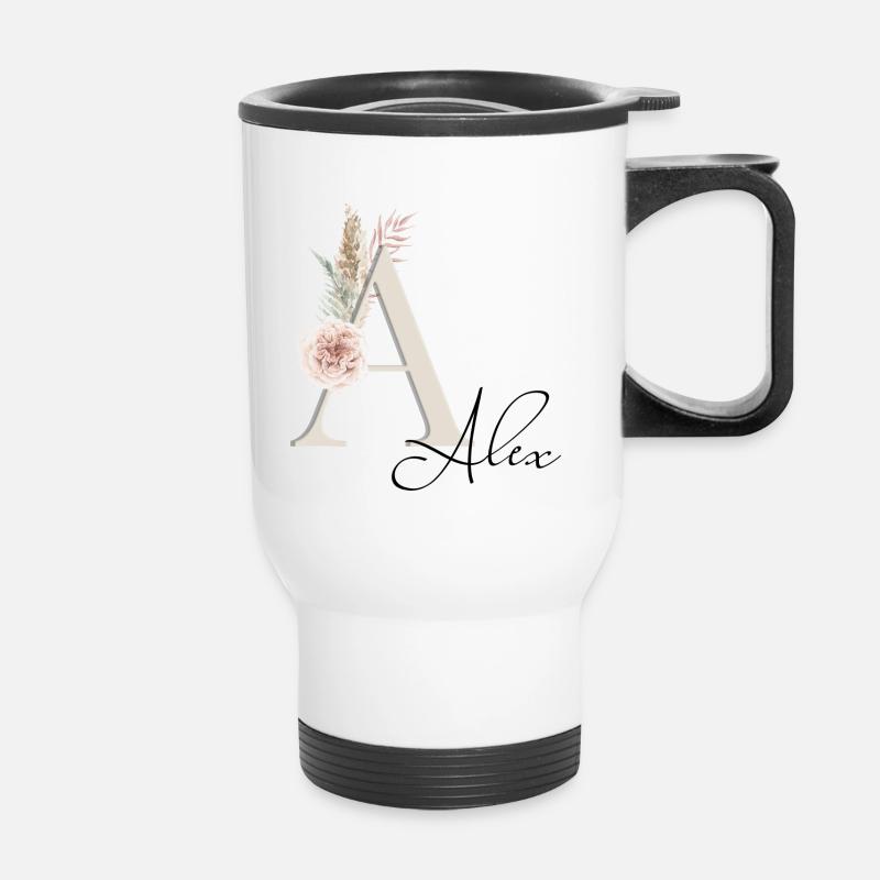 Alex! Name Boho - Thermobecher mit Tragegriff - Weiß
