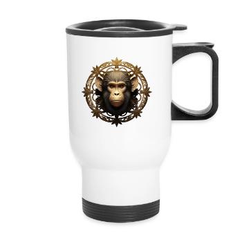 Monkey Logo - Tasse isotherme avec poignée - blanc - Devant