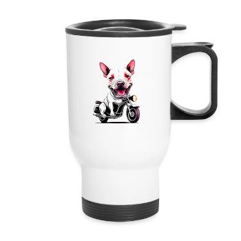 Bull Terrier entier moto très furieuse - Tasse isotherme avec poignée - blanc - Devant