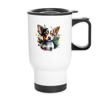 Chihuahua mit einer lebhaften und energischen Persönlichkeit - Thermobecher mit Tragegriff - Weiß - Vorne