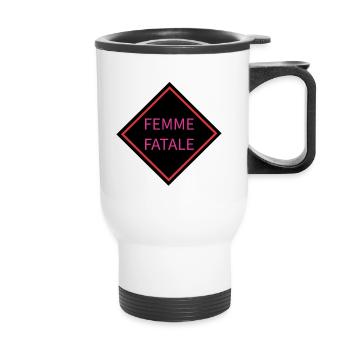 Femme Fatale Warning Sign - Thermal mug with handle - white - Front