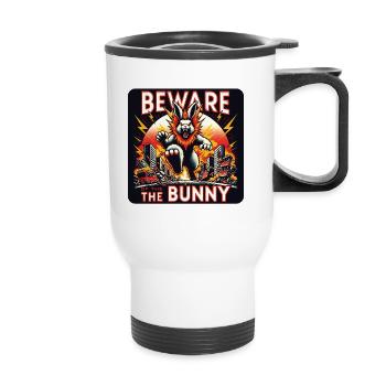 Beware of the Bunny Hasendesaster Desaster - Thermobecher mit Tragegriff - Weiß - Vorne