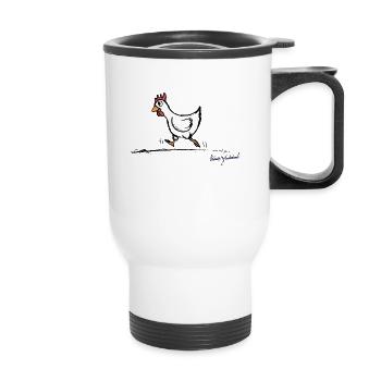 Huhn Berta - Thermobecher mit Tragegriff - Weiß - Vorne