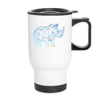 Rhinocéros dans le style polygone - Tasse isotherme avec poignée - blanc - Devant