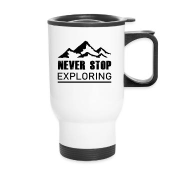 Never Stop Exploring - Hiking - Thermal mug with handle - white - Front