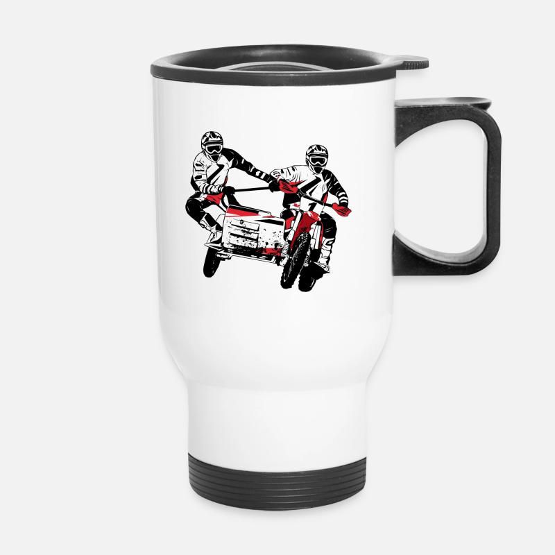 Sidecarcross - sidecar moto cross - Tasse isotherme avec poignée - blanc