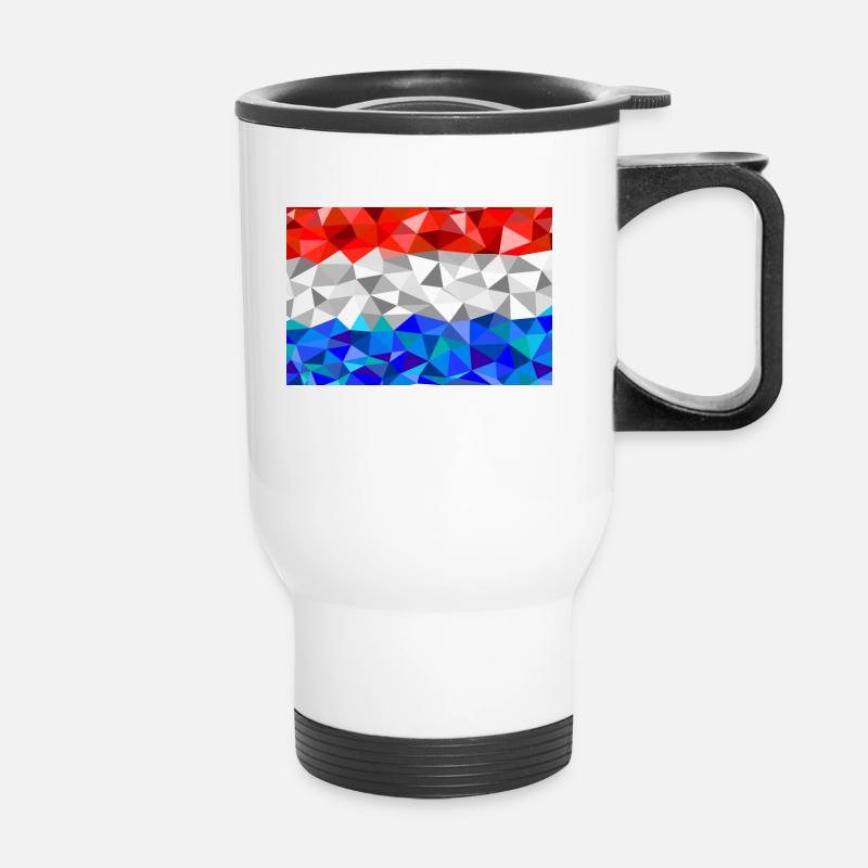 Luxemburg Flagge im low poly Stil - Thermobecher mit Tragegriff - Weiß