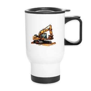 Bagger / Baustelle / Maschine /graben / Schaufel - Thermobecher mit Tragegriff - Weiß - Vorne