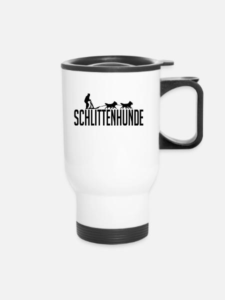 SCHLITTENHUNDE Hund Hunde Hundesport Wilsigns - Thermobecher mit Tragegriff - Weiß