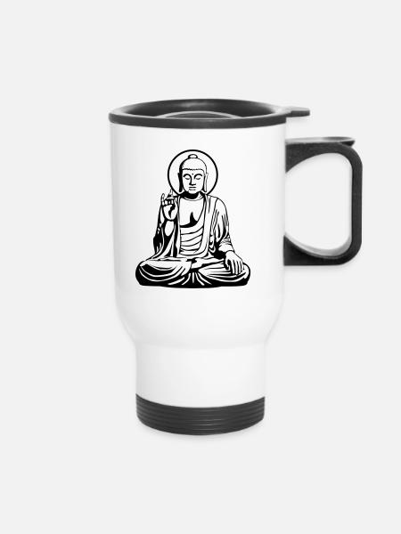 Young Buddha No.1_2c - Thermobecher mit Tragegriff - Weiß