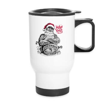 Xmas-Heavy - RAHMENLOS Design Geschenk - Thermobecher mit Tragegriff - Weiß - Vorne