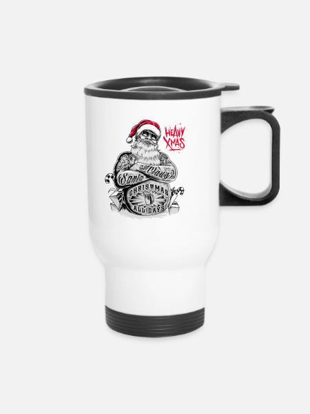 Xmas-Heavy - RAHMENLOS Design Geschenk - Thermobecher mit Tragegriff - Weiß