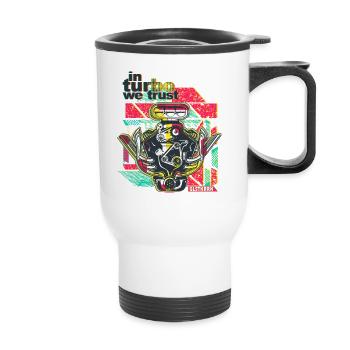 en Turbo nous avons confiance, V6 bloc moteur, mécanique - Tasse isotherme avec poignée - blanc - Devant