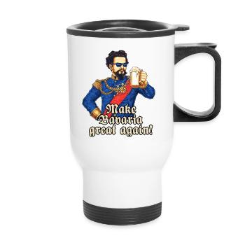 Bavaria great again II - King Ludwig drunk - - Thermobecher mit Tragegriff - Weiß - Vorne