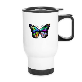 Schmetterling mit bunten Flügeln Natur & Tiere - Thermobecher mit Tragegriff - Weiß - Vorne