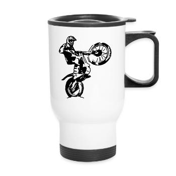Trials rider Wheelie - Thermal mug with handle - white - Front