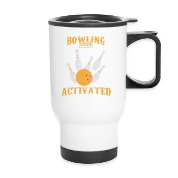 Bowling - Bowling - Cone - Strike - Gift - Thermal mug with handle - white - Front