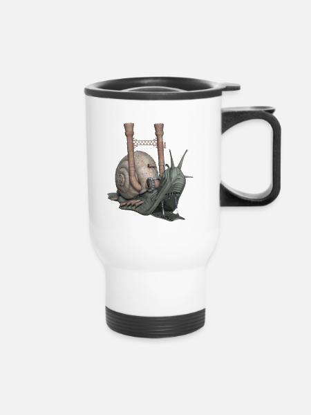 Snail Schnecke Fantasy Geschenk - Thermobecher mit Tragegriff - Weiß