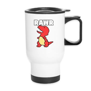 Dinosaurier Dino Rawr Geschenk vintage Tier rot - Thermobecher mit Tragegriff - Weiß - Vorne