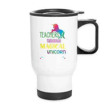 Math Teachers are fabolous & magical like unicorn - Tasse isotherme avec poignée - blanc - Devant