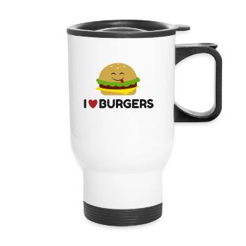 Ich liebe Burger - Thermobecher mit Tragegriff - Weiß - Vorne